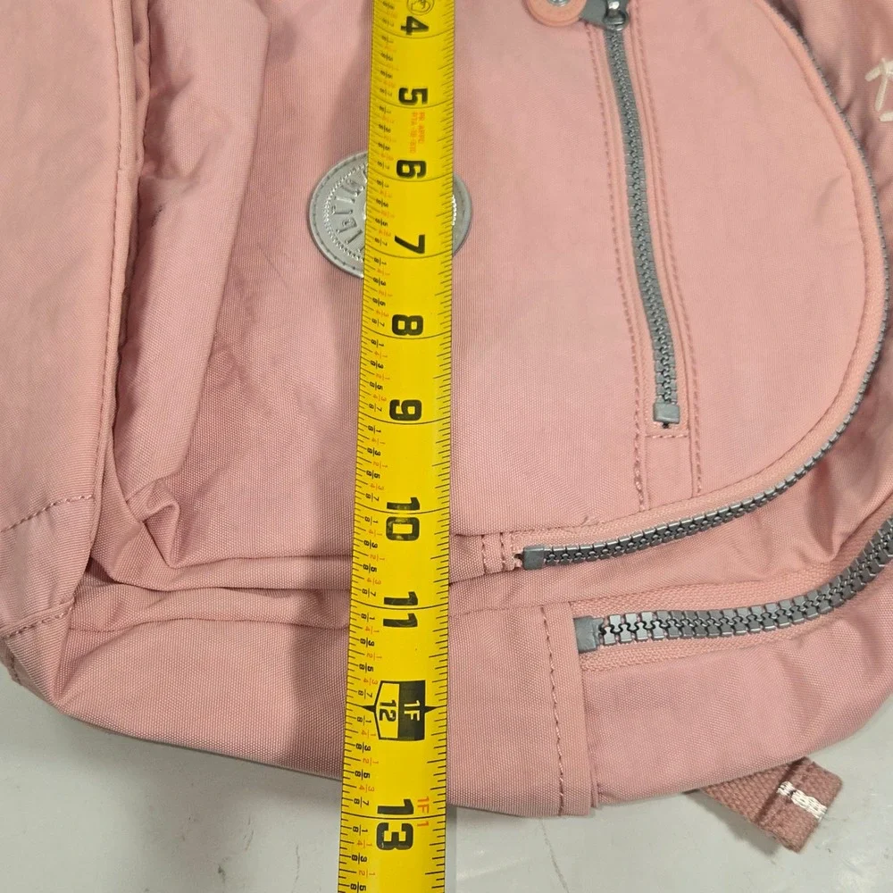 Kipling Pink Nylon Small Backpack Kaylee Embroidery Pom Pom Keychain Bag